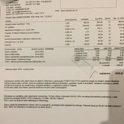 Faktura za vyšetření Kiwi